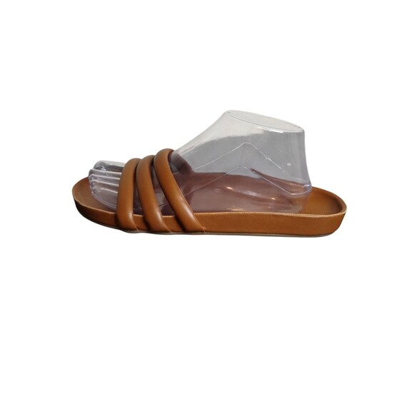 Old Navy Sandals Womens 9 Flip Flop Slides Brown Faux Leather Slip On Open Toe - Picture 5 of 7